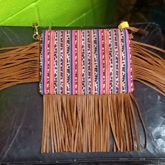 Handbags - Fringed Multicolor Crossbody Bag
